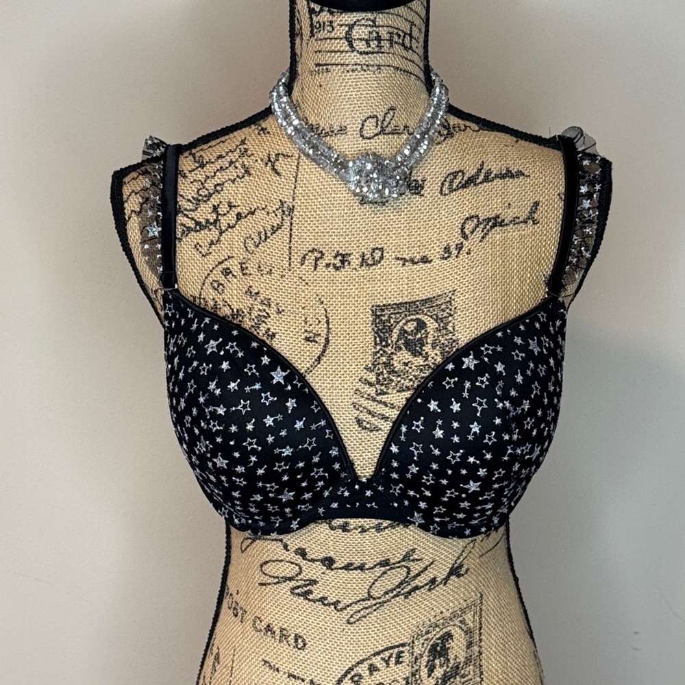 Victorias Secret Dream Angels Black metallic Star Bra